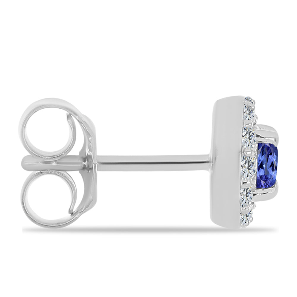 Cercei din Argint 925 ( 1.56 grame ) cu Tanzanit și Topaz Alb 0.82 Carate 2 