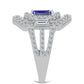 Inel din Argint 925 ( 5.44 grame ) cu Tanzanit și Topaz Alb 2.38 Carate