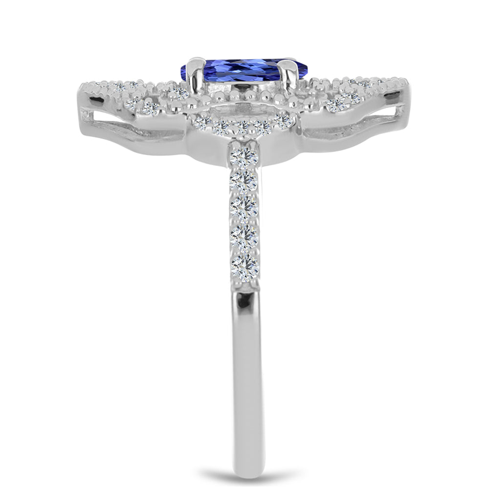 Inel din Argint 925 ( 3.07 grame ) cu Tanzanit și Topaz Alb 1.05 Carate