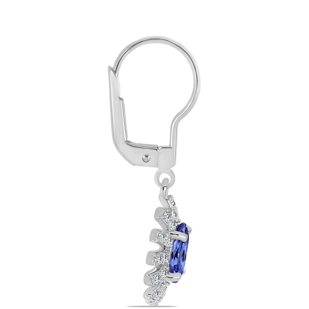 Cercei din Argint 925 ( 2.48 grame ) cu Tanzanit și Topaz Alb 1.94 Carate 2 
