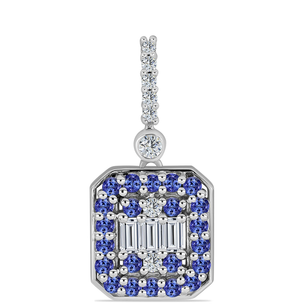 Pandantiv din Argint 925 ( 2.97 grame ) cu Tanzanit și Topaz Alb 1.46 Carate 1 