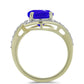 Inel din Argint 925 Placat cu Aur ( 3.7 grame ) cu Agat Albastru și Topaz Alb 3.13 Carate
