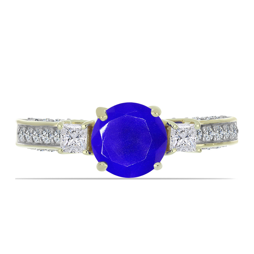 Inel din Argint 925 Placat cu Aur ( 3.27 grame ) cu Agat Albastru și Topaz Alb 2.58 Carate 2 