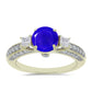 Inel din Argint 925 Placat cu Aur ( 3.27 grame ) cu Agat Albastru și Topaz Alb 2.58 Carate
