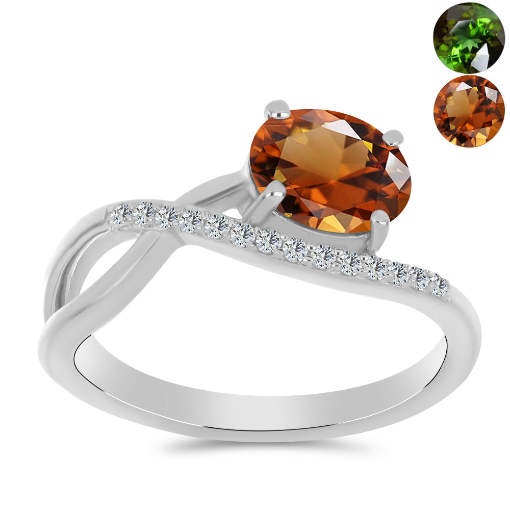 Inel din Argint 925 ( 2.72 grame ) cu Zultanit Anatolian Certificat cultivat în laborator și Topaz Alb 1.55 Carate 3 