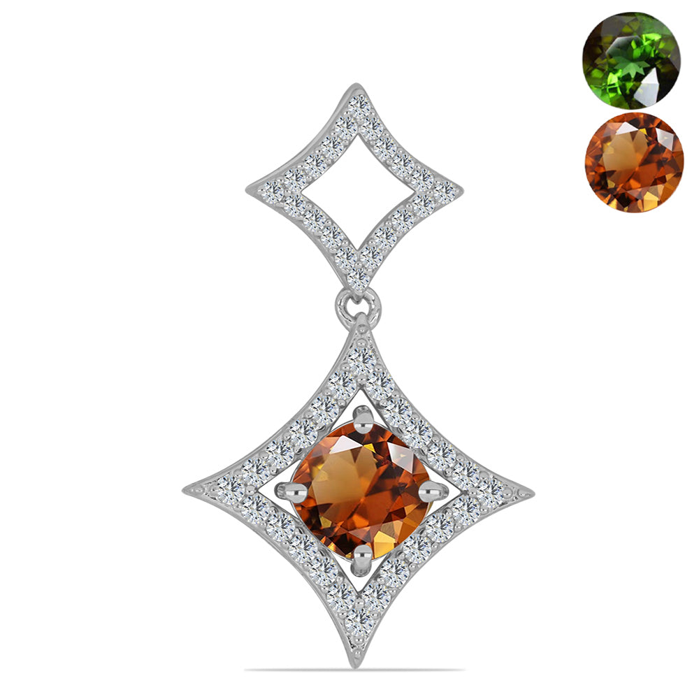 Pandantiv din Argint 925 ( 2.01 grame ) cu Zultanit Anatolian Certificat cultivat în laborator și Topaz Alb 2.32 Carate