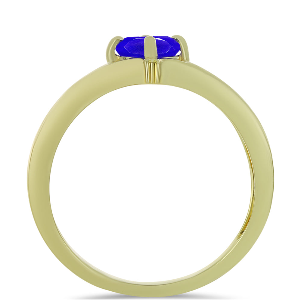 Inel din Argint 925 Placat cu Aur ( 2.34 grame ) cu Agat Albastru 0.81 Carate