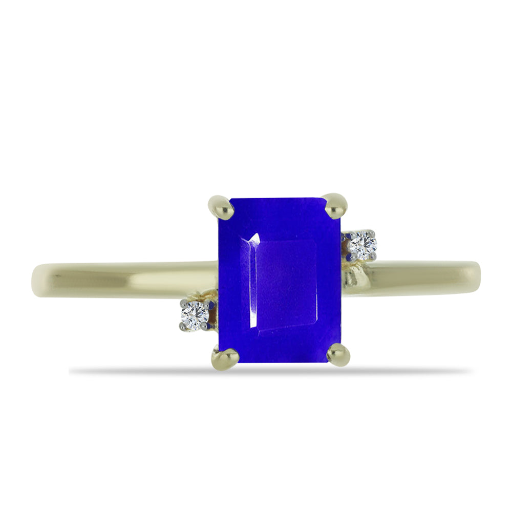 Inel din Argint 925 Placat cu Aur ( 2.21 grame ) cu Agat Albastru și Topaz Alb 1.67 Carate 1 