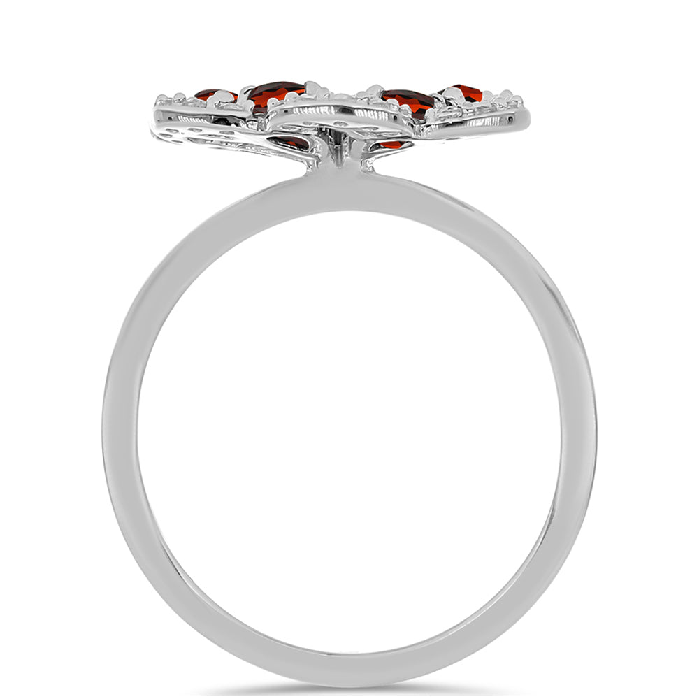 Inel din Argint 925 ( 3.01 grame ) cu Granat Barton și Topaz Alb 1.91 Carate 2 