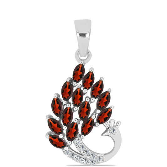 Pandantiv din Argint 925 ( 2.03 grame ) cu Granat Barton și Topaz Alb 1.65 Carate