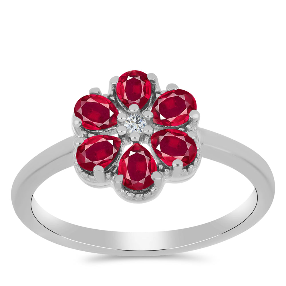 Inel din Argint 925 ( 2.55 grame ) cu Rubin Malagasy și Topaz Alb 1.47 Carate