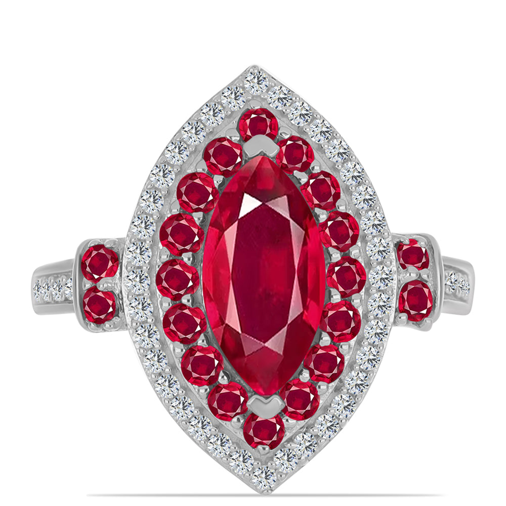 Inel din Argint 925 ( 4.42 grame ) cu Rubin Malagasy și Topaz Alb 3.54 Carate 1 