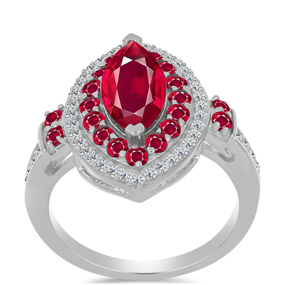 Inel din Argint 925 ( 4.42 grame ) cu Rubin Malagasy și Topaz Alb 3.54 Carate 3 