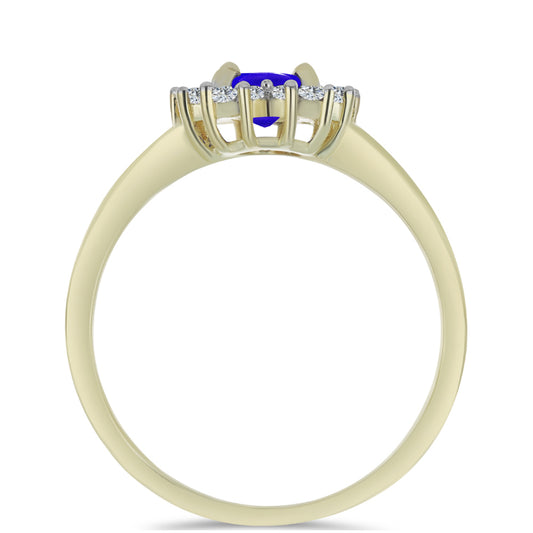 Inel din Argint 925 Placat cu Aur ( 2.2 grame ) cu Agat Albastru și Topaz Alb 0.84 Carate