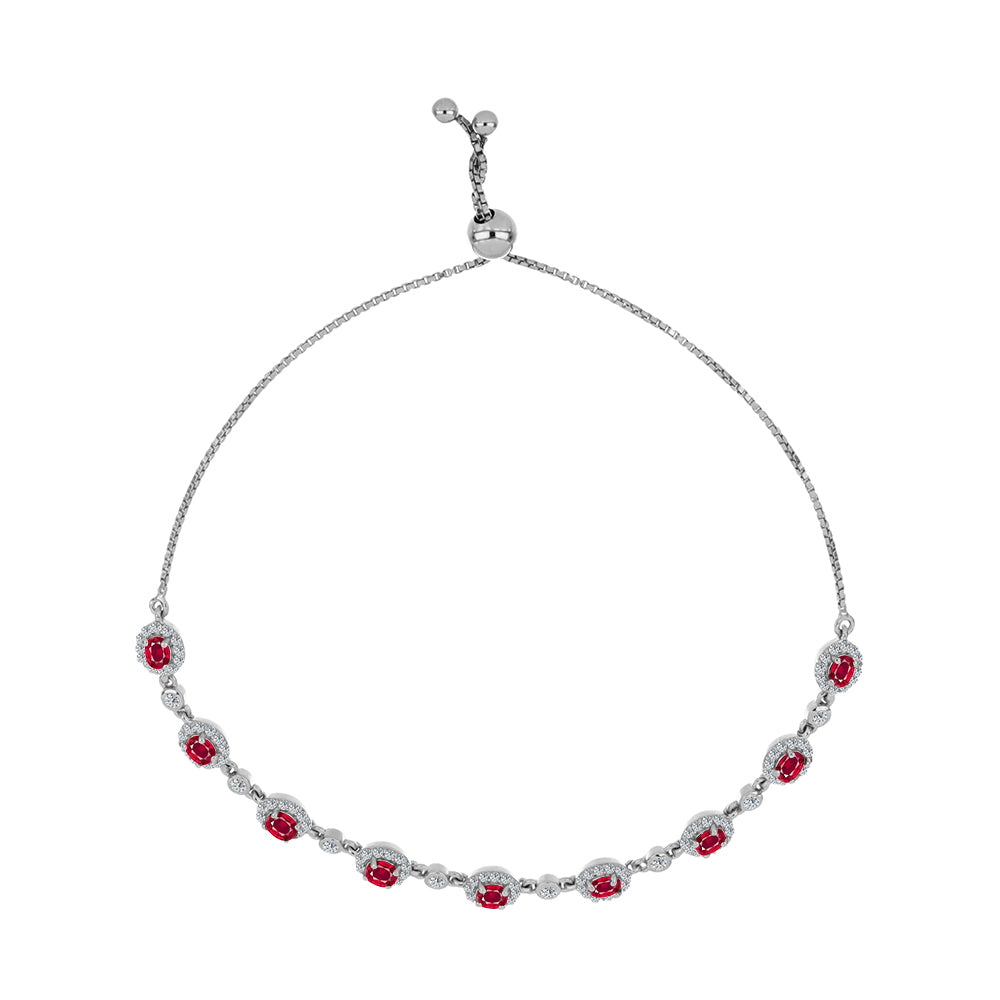 Brățară din Argint 925 ( 7.22 grame ) cu Rubin Malagasy și Topaz Alb 3.43 Carate