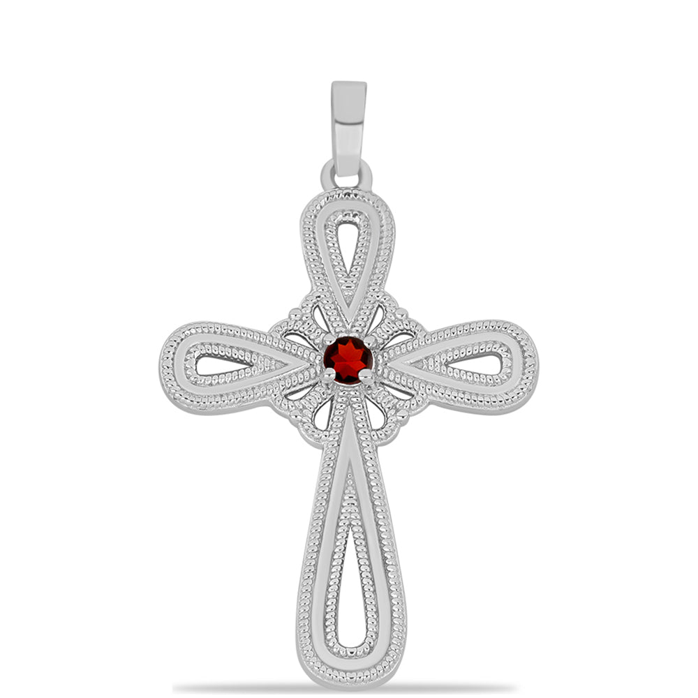 Cruce Pandantiv din Argint 925 ( 2.44 grame ) cu Granat Barton 0.15 Carate 1 