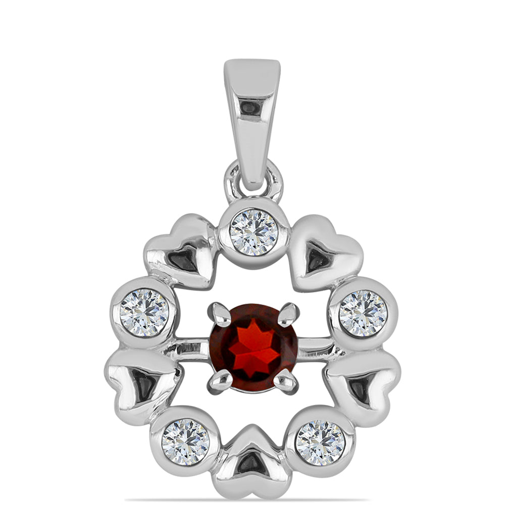 Pandantiv din Argint 925 ( 1.74 grame ) cu Granat Barton și Topaz Alb 0.56 Carate 1 