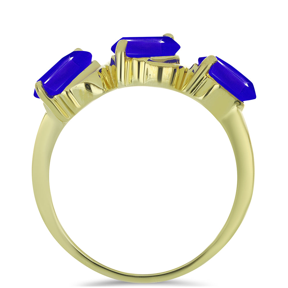 Inel din Argint 925 Placat cu Aur ( 2.68 grame ) cu Agat Albastru 1.72 Carate
