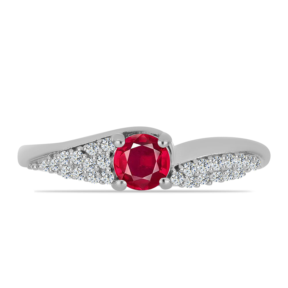 Inel din Argint 925 ( 2.82 grame ) cu Rubin Malagasy și Topaz Alb 0.94 Carate 1 