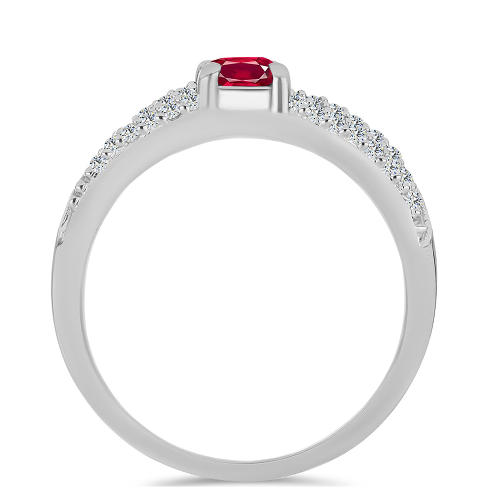 Inel din Argint 925 ( 2.82 grame ) cu Rubin Malagasy și Topaz Alb 0.94 Carate 2 