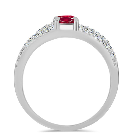 Inel din Argint 925 ( 2.82 grame ) cu Rubin Malagasy și Topaz Alb 0.94 Carate