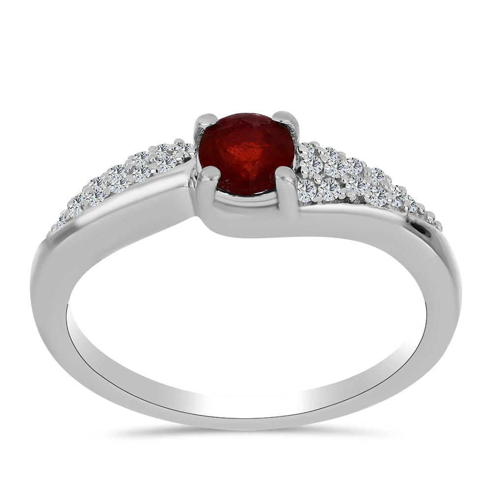 Inel din Argint 925 ( 2.82 grame ) cu Rubin Malagasy și Topaz Alb 0.94 Carate
