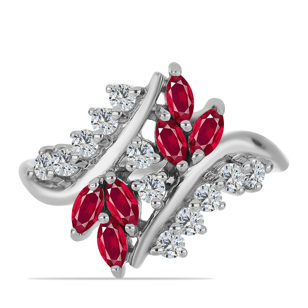 Inel din Argint 925 ( 3.42 grame ) cu Rubin Malagasy și Topaz Alb 1.19 Carate