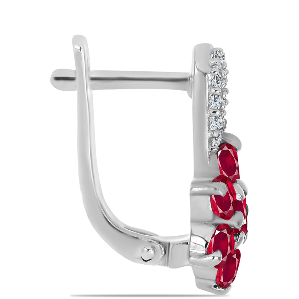 Cercei din Argint 925 ( 3.12 grame ) cu Rubin Malagasy și Topaz Alb 2.23 Carate 2 