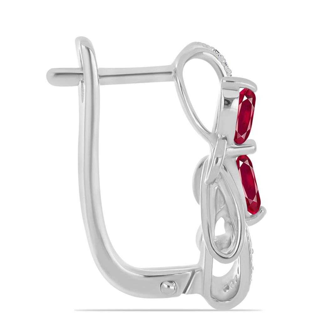 Cercei din Argint 925 ( 4.96 grame ) cu Rubin Malagasy și Topaz Alb 1.31 Carate 2 