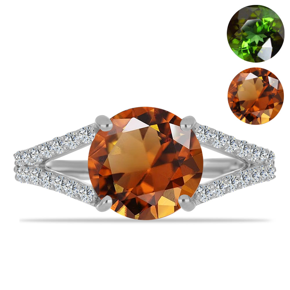 Inel din Argint 925 ( 3.18 grame ) cu Zultanit Anatolian Certificat cultivat în laborator și Topaz Alb 4.61 Carate 1 