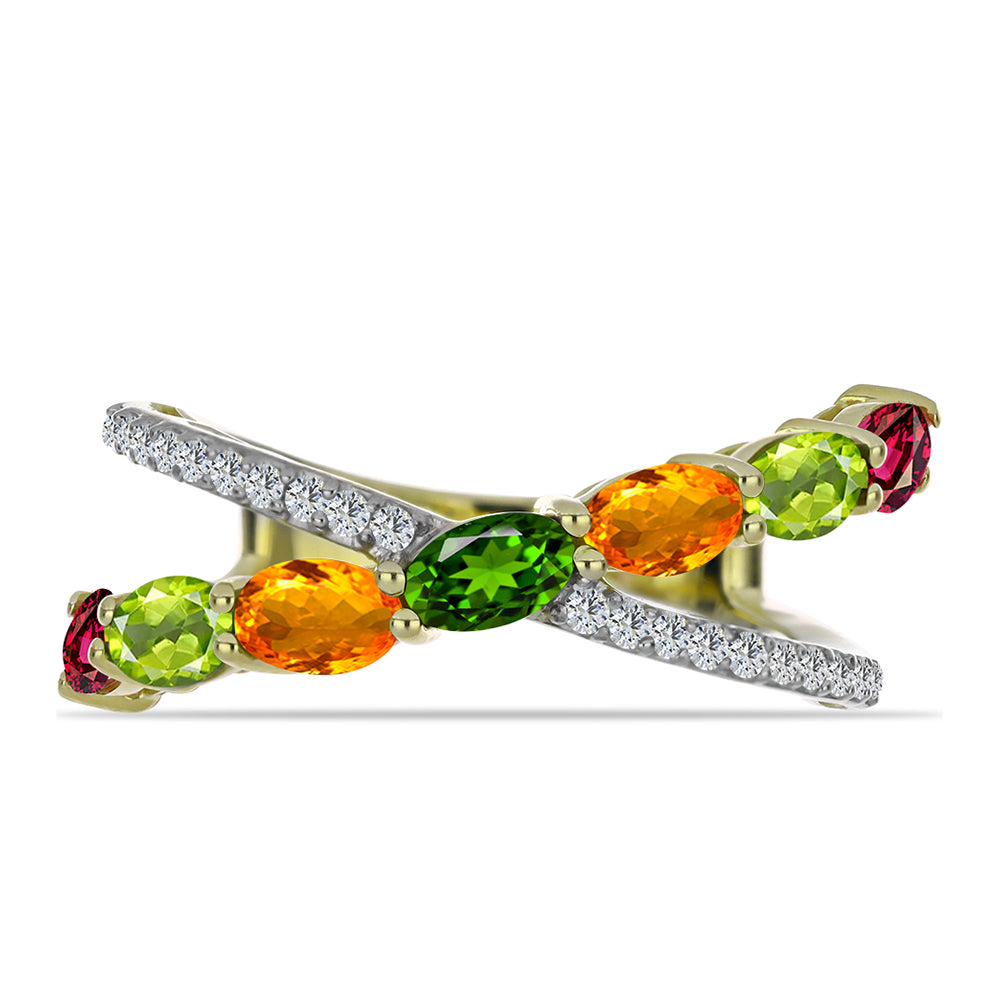 Inel din Argint 925 Placat cu Aur ( 2.97 grame ) cu Turmalină Chakra și Topaz Alb 1.94 Carate