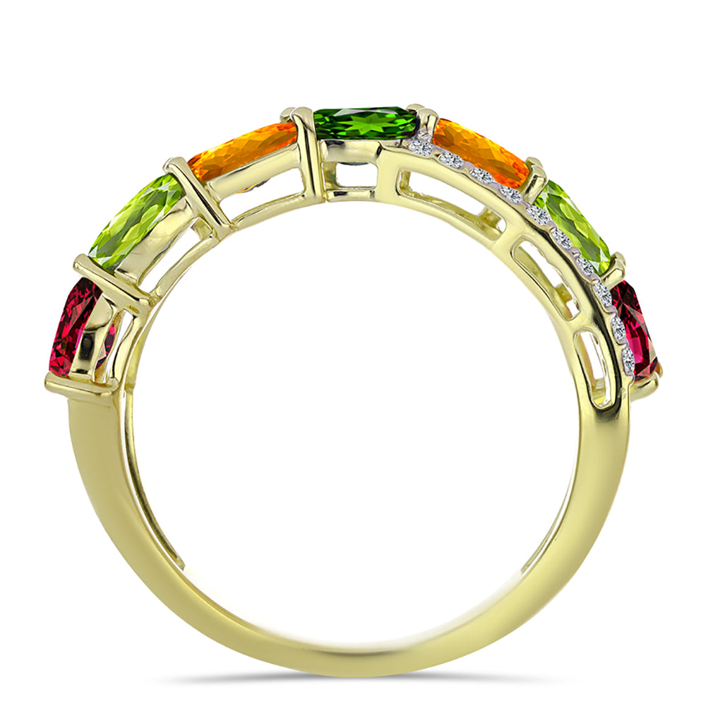 Inel din Argint 925 Placat cu Aur ( 2.97 grame ) cu Turmalină Chakra și Topaz Alb 1.94 Carate 2 