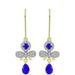 Cercei din Argint 925 Placat cu Aur ( 2.87 grame ) cu Agat Albastru și Topaz Alb 1.3 Carate