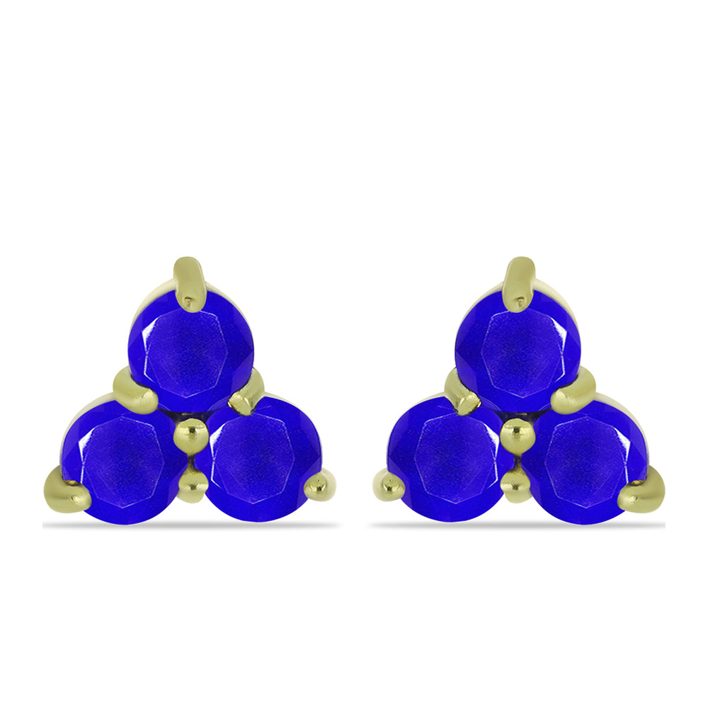 Cercei din Argint 925 Placat cu Aur ( 1.49 grame ) cu Agat Albastru 1.51 Carate 1 