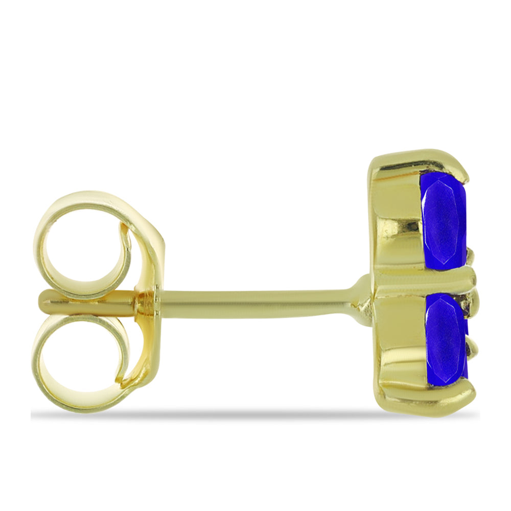 Cercei din Argint 925 Placat cu Aur ( 1.49 grame ) cu Agat Albastru 1.51 Carate