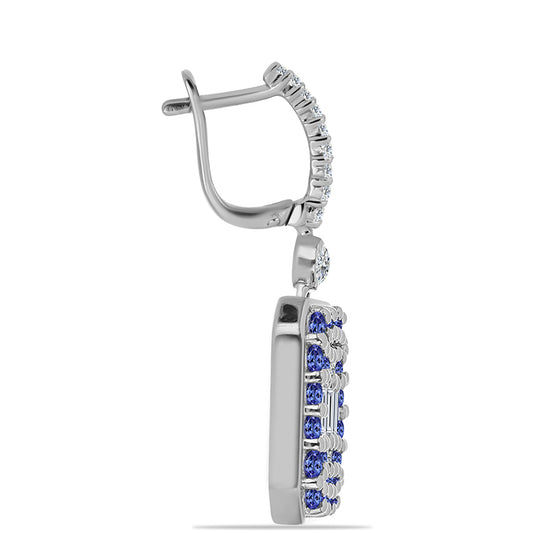 Cercei din Argint 925 ( 6.46 grame ) cu Tanzanit și Topaz Alb 2.99 Carate
