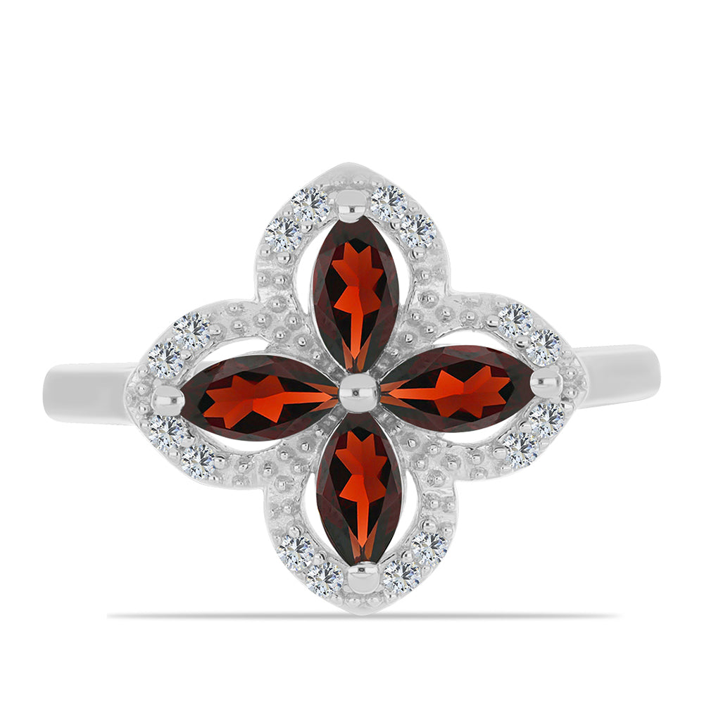 Inel din Argint 925 ( 3.21 grame ) cu Granat Barton și Topaz Alb 1.43 Carate