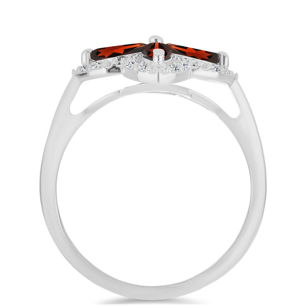 Inel din Argint 925 ( 3.21 grame ) cu Granat Barton și Topaz Alb 1.43 Carate