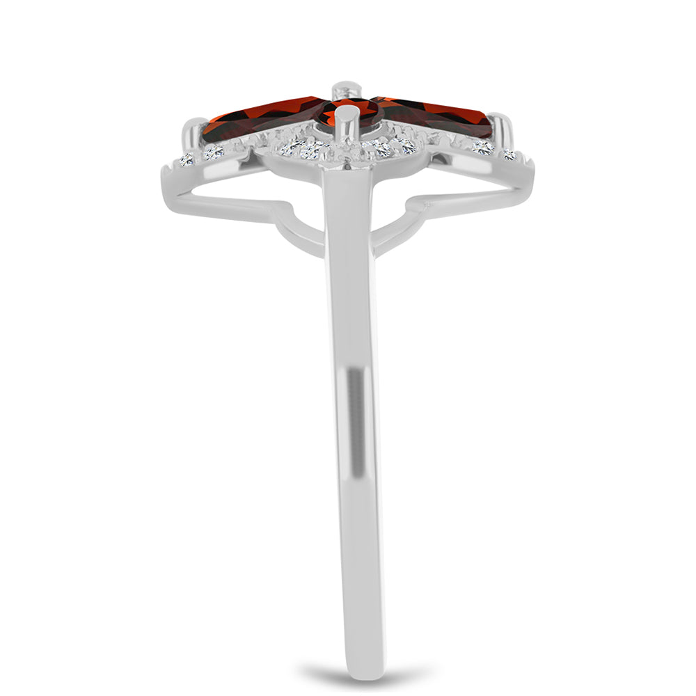 Inel din Argint 925 ( 3.21 grame ) cu Granat Barton și Topaz Alb 1.43 Carate 4 