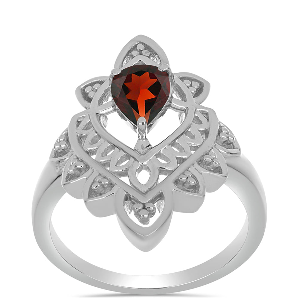 Inel din Argint 925 ( 3.43 grame ) cu Granat Barton 0.75 Carate 3 