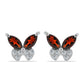Cercei din Argint 925 ( 1.15 grame ) cu Granat Barton și Topaz Alb 0.51 Carate