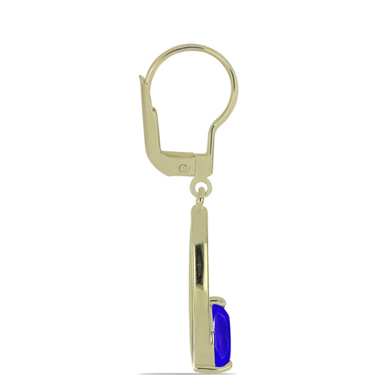 Cercei din Argint 925 Placat cu Aur ( 2.63 grame ) cu Agat Albastru 1.98 Carate