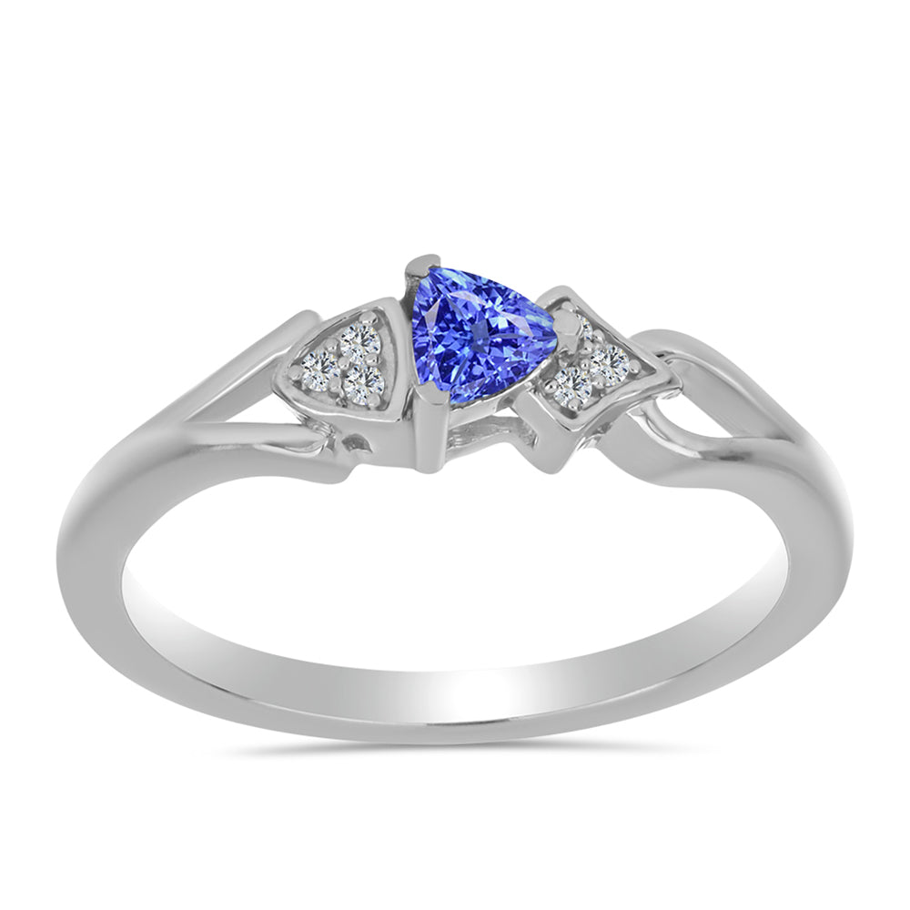 Inel din Argint 925 ( 2.29 grame ) cu Tanzanit și Topaz Alb 0.26 Carate 3 