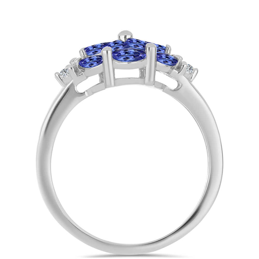Inel din Argint 925 ( 2.66 grame ) cu Tanzanit și Topaz Alb 1.31 Carate 2 