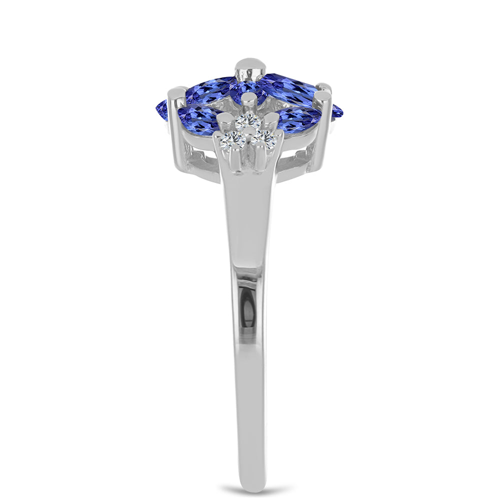 Inel din Argint 925 ( 2.66 grame ) cu Tanzanit și Topaz Alb 1.31 Carate 4 