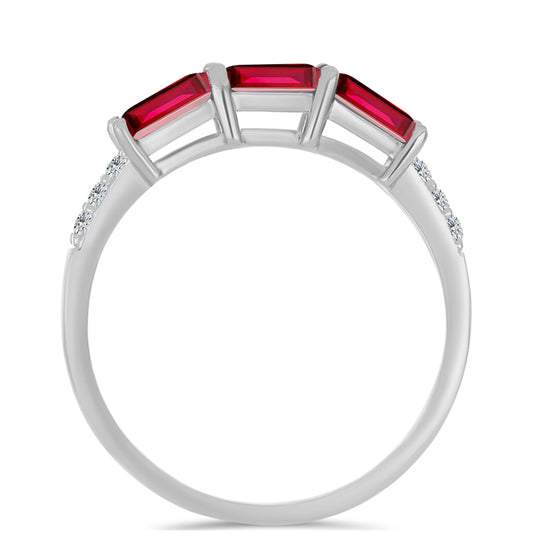 Inel din Argint 925 ( 1.76 grame ) cu Rubin Malagasy și Topaz Alb 1.34 Carate