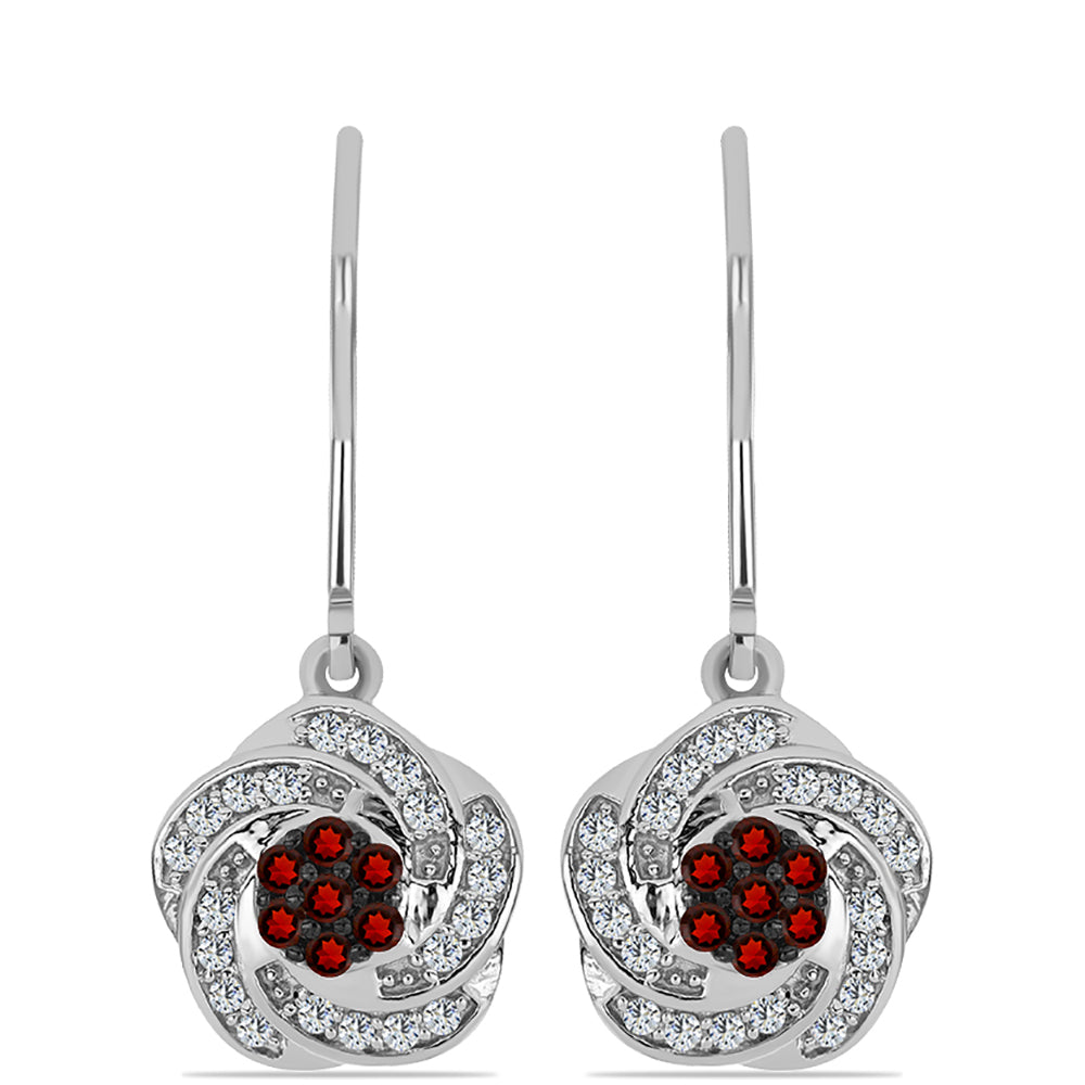 Cercei din Argint 925 ( 3.34 grame ) cu Granat Barton și Topaz Alb 0.64 Carate