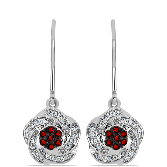 Cercei din Argint 925 ( 3.34 grame ) cu Granat Barton și Topaz Alb 0.64 Carate