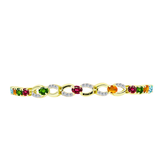 Brățară din Argint 925 Placat cu Aur ( 4.92 grame ) cu Turmalină Chakra și Topaz Alb 1.96 Carate