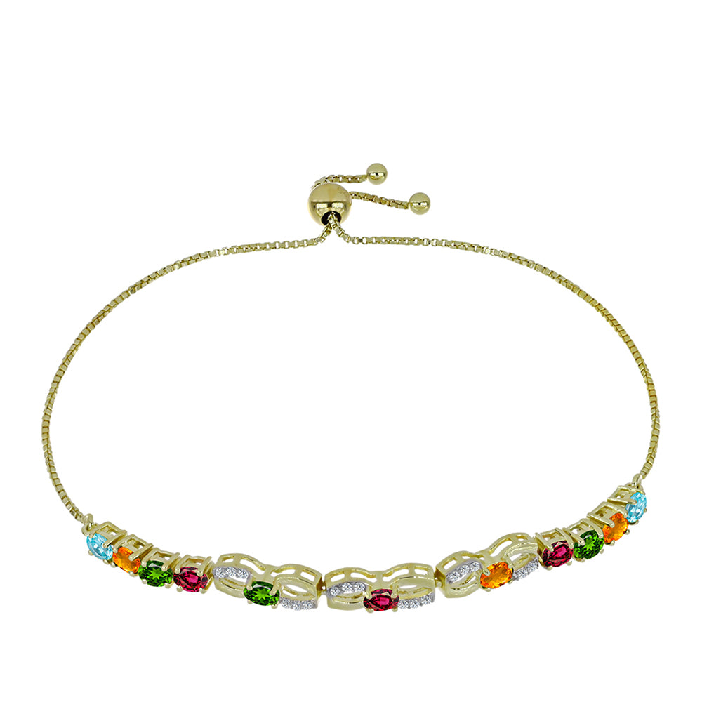 Brățară din Argint 925 Placat cu Aur ( 4.92 grame ) cu Turmalină Chakra și Topaz Alb 1.96 Carate